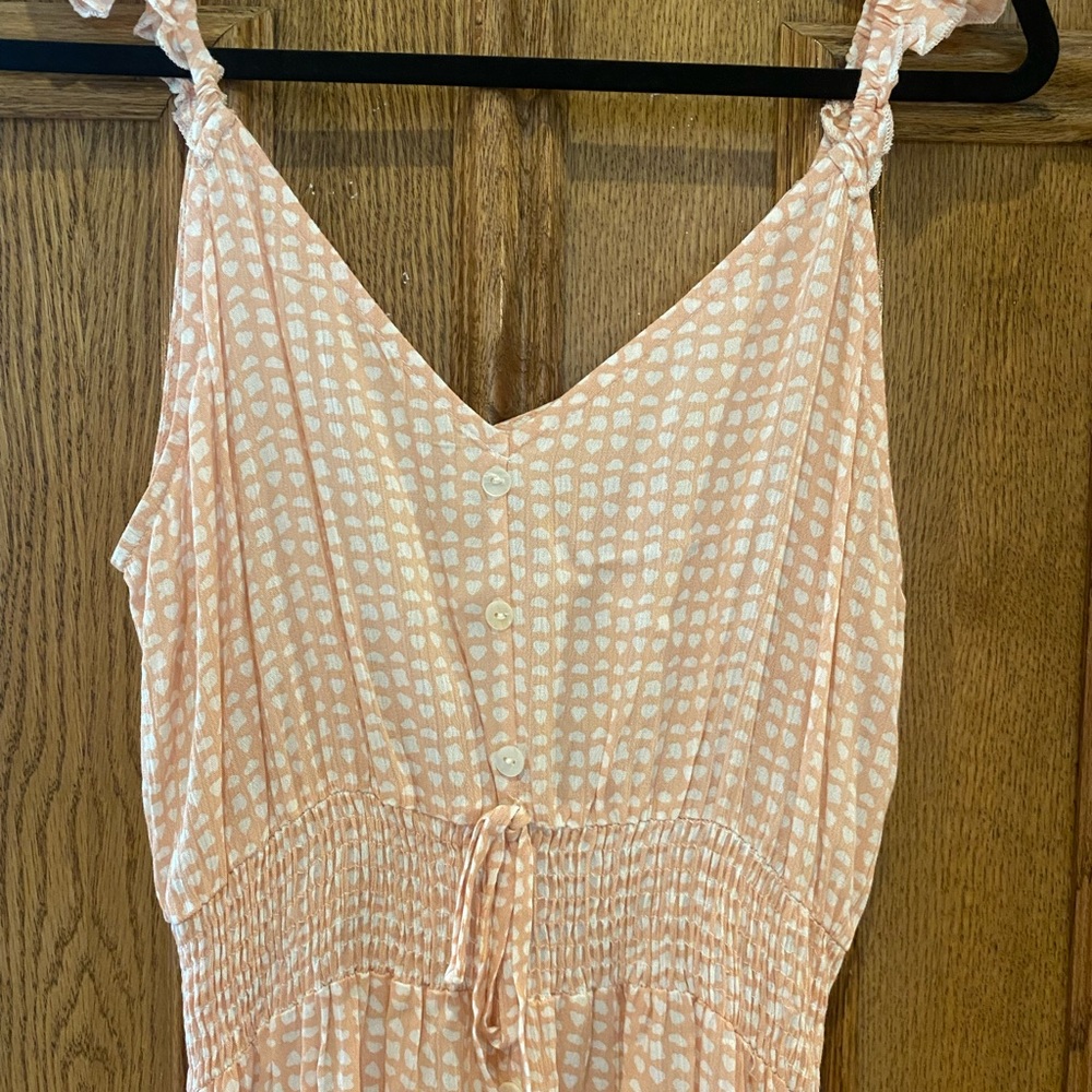 Peach Kiwi and Punch Button up front swing high low dress with tie front waist